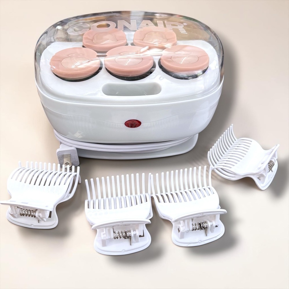 Conair Instant Heat Flocked Double Ceramic 1.5in Rollers(5) Hair Setter 4 Clips